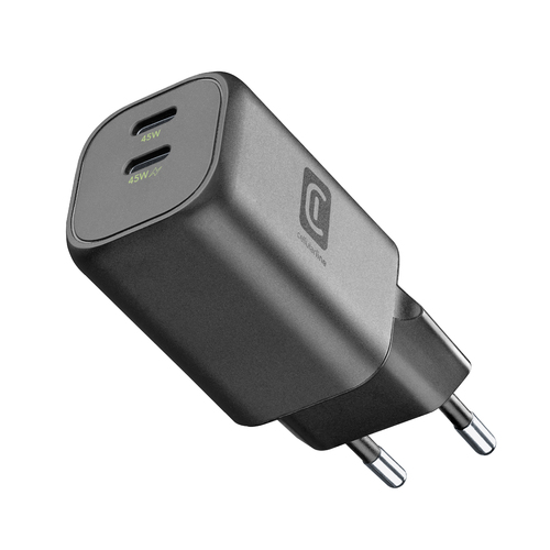 Cellularline GAN+ 45 W CHARGER DUAL USB-C PORT BLACK – image 1