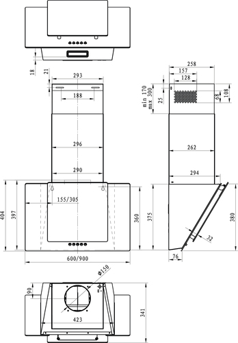 Hisense CH9T4BXUK cooker hood Wall-mounted Stainless steel 412 m³/h – image 6