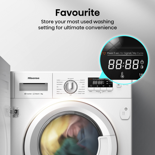 Hisense 3 Series WF3M841BWI Integrated 8 kg 1400 rpm Washing Machine - White - image 8