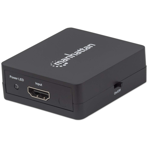 Manhattan HDMI Splitter 2-Port , 1080p, Black, Displays output from x1 HDMI source to x2 HD displays (same output to both displays), USB-A Powered (cable includ