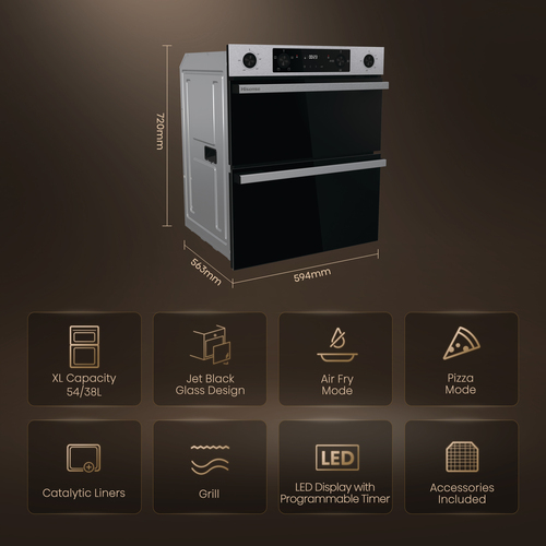 Hisense Hi6 BUD714221CX Built Under Electric Double Oven - Stainless Steel - A/A Rated, Stainless Steel - image 2