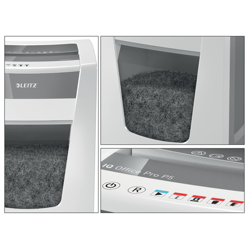 Leitz IQ Office Pro P5 Papierversnipperaar Cross cut 2 x 15 mm 30 l Aantal bladen (max.): 15 vellen Veiligheidsniveau 5 Ook geschikt voor Nietjes, Paperclips – Foto 8 van 11