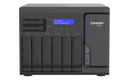 Nas Qnap TsH886D162216GUs  8 Bahias  Torre  Xeon D1622 8Nucleos 32Ghz  16Gb Ram Ddr4 Ampliables A 128Gb  Lan 25Gbe4  Usb 322  Pcie2  Soporta M2 22802  No Incluye Discos TS-H886-D1622-16G-US - TS-H886-D1622-16G-US