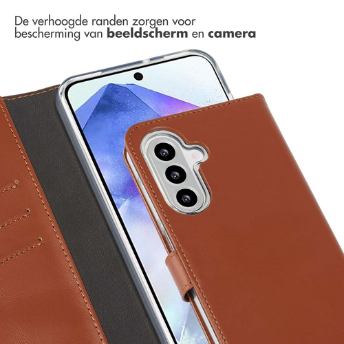 Selencia Echt Lederen Bookcase Samsung Galaxy A26 - Lichtbruin, afbeelding 4
