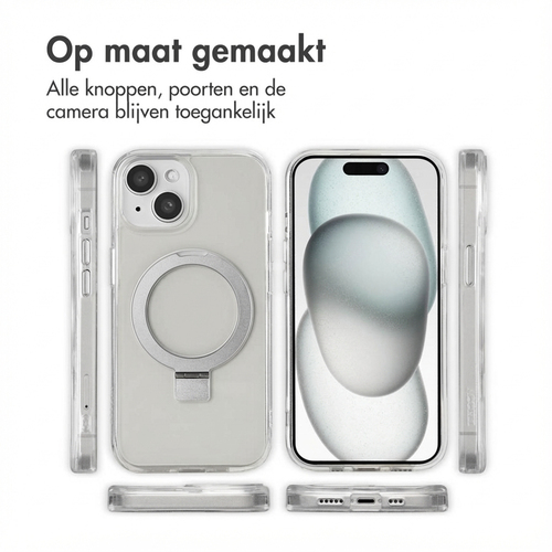 Accezz Ring Stand Backcover met MagSafe iPhone 15 - Transparant, afbeelding 7