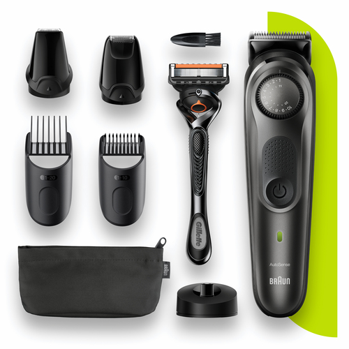 Braun BeardTrimmer 7 Beard trimmer BT7240 with precision dial, 4 attachments and Gillette Fusion5 ProGlide razor. – image 4