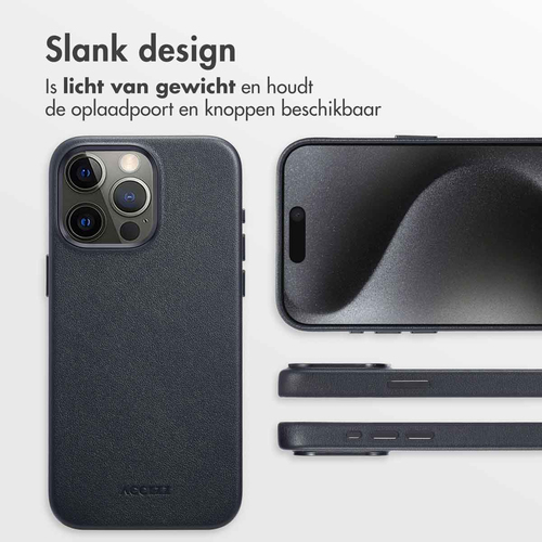 Accezz MagSafe Leather Backcover iPhone 15 Pro Max - Onyx Black, afbeelding 8
