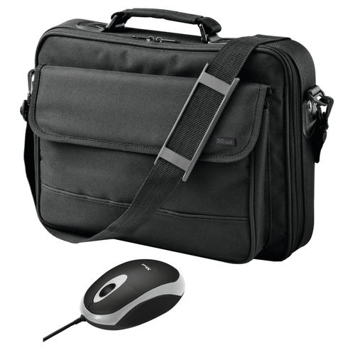 Trust 15.4 Notebook Bag + Mini Mouse 39,1 cm (15.4) Portfell Must