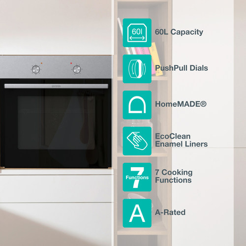 Gorenje BO6615E01X Built In Electric Single Oven - Stainless Steel – image 2