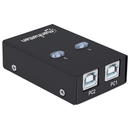 Manhattan Conmutador USB-A de uso compartido automático, 2x puertos USB-B, 480 Mbps (USB 2.0), control dual (autosensing o manual), Alimentado por USB (no requiere alimentación externa), incluye cable USB-A a USB-B de 1,5 m imagen 2