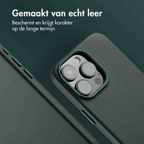 Accezz MagSafe Leather Backcover voor iPhone 16 Pro Max Telefoonhoesje Groen, afbeelding 2