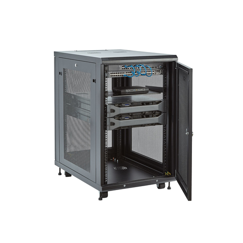 StarTech.com 18U 19 Server Rack Cabinet - 4 Post Adjustable Depth 2-30 Mobile Locking Vented IT/Data Network Enclosure w/Casters & Shelf Rack – billede 3