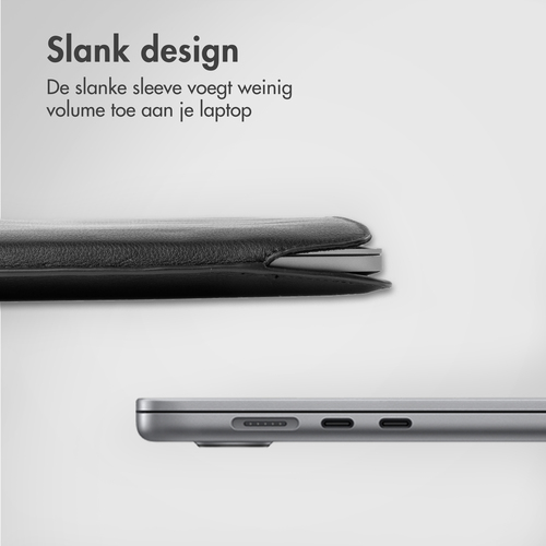 Accezz Leather hoes voor MacBook 14 inch Laptop sleeve Zwart, afbeelding 5