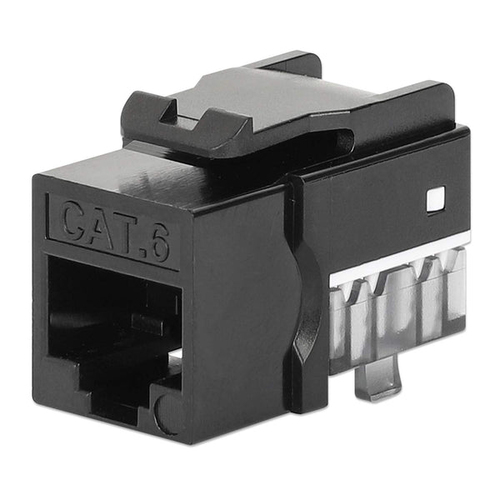CAT6 SLIM KEYSTONE JACK WITH PUNCH-DOWN STAND, BLACK, 25-PACK