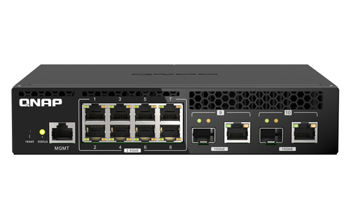 QNAP QSW-M2108R-2C сетевой коммутатор Управляемый L2 2.5G Ethernet (100/1000/2500) Питание по Ethernet (PoE) Черный