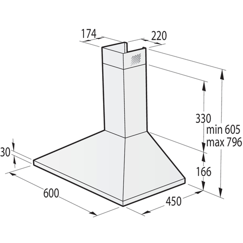 Hisense CH6C4BXUK cooker hood Wall-mounted Stainless steel 450 m³/h