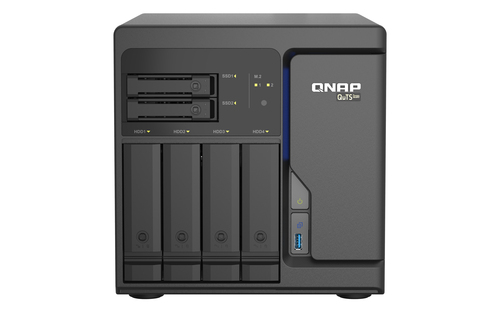 NAS QTS HERO QNAP TS-h686-D1602-8G-US PROCESADOR INTEL XEON D1602 / MEMORIA RAM 8GB / 4 BAHIAS FRONTALES SATA 35 PULGADAS 2 BAHIAS FRONTALES SATA 25 PULGADAS / 4 PUERTOS RJ45 25GbE / MONTAJE EN ESCRITORIO / APLICACIONES PYMES PARA COMPARTIR Y RESPALDAR DATOS EN LA NUBE - TS-h686-D1602-8G-US