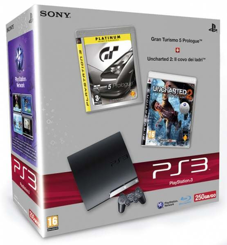 Sony Interactive Entertainment 250GB PlayStation 3 Slim + Gran Turismo 5 + Uncharted 2