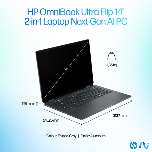 HP OmniBook Ultra Flip 14-fh0006na Intel Core Ultra 7 256V 16GB RAM 1TB SSD 14" Touchscreen Windows 11 Home 2-in-1 Copilot+ Laptop - image 6