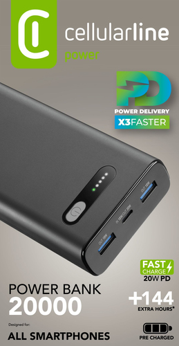 Cellularline 8018080484650 Литий-ионная (Li-Ion) 20000 mAh Черный