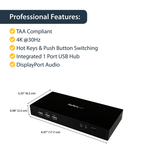 StarTech.com 2-port DisplayPort KVM Switch - USB 2.0 - 4K – image 6
