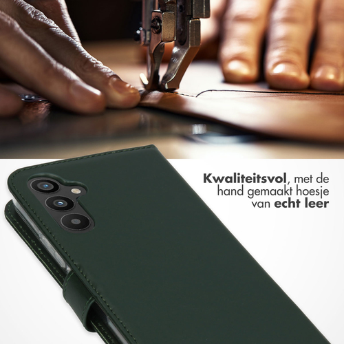 Selencia Echt Lederen Bookcase Samsung Galaxy A34 (5G) - Groen, afbeelding 2