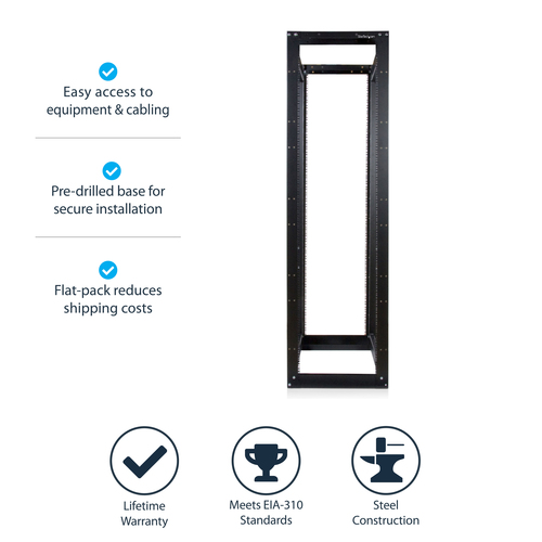 StarTech.com 45U 3300lb High Capacity 4 Post Open Server Equipment Rack - Flat Pack – image 6