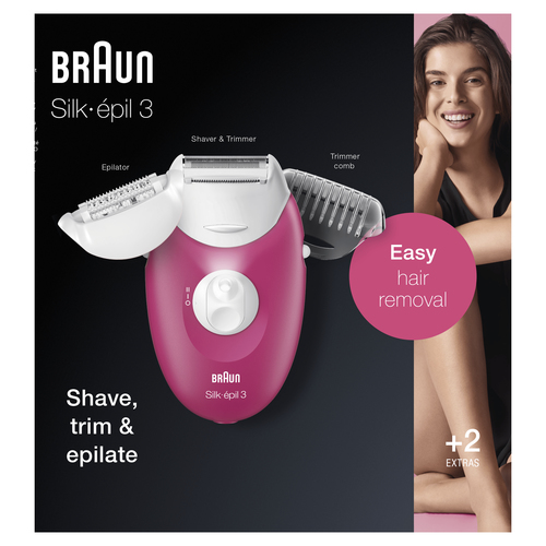 Braun Silk-épil 3 81711447 epilator 20 tweezers Rose, White – image 3