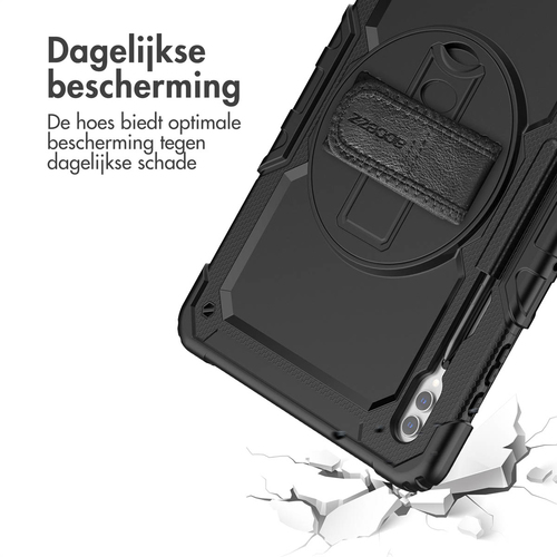 Accezz Rugged Backcover met schouderstrap Samsung Galaxy Tab S9 Ultra Tablethoesje Zwart, afbeelding 2