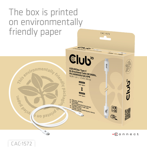 Club 3D USB-C 80Gbps Certified 240W 8k 240Hz kabel, afbeelding 7