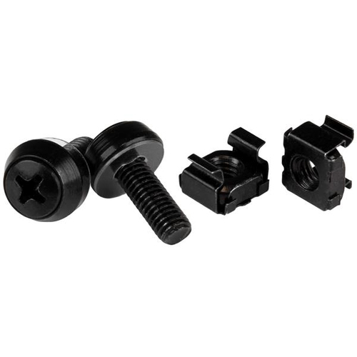 StarTech.com M6 Cage Nuts and Screws - 50 Pack - 12mm Rack Screws and Cage Nuts - Black (CABSCREWM6B) Skruer og møtrikker for rack Sort