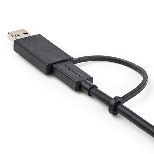StarTech.com 3ft (1m) USB C Cable w/ USB-A Adapter Dongle, Hybrid 2-in-1 USB C Cable w/ USB-A | USB-C to USB-C (10Gbps/100W PD), USB-A to USB-C (5Gbps), USB-A Host to USB-C DisplayLink Dock - Ideal for Hybrid Dock (USBCCADP) USB Type-C kabel 1m Sort – billede 6