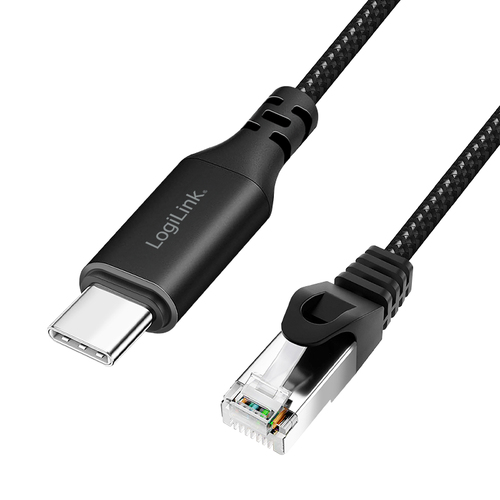 Logilink USB-C 3.2 Ethernet-Kabel C/M > RJ45/M 1 Gbit/s 2m