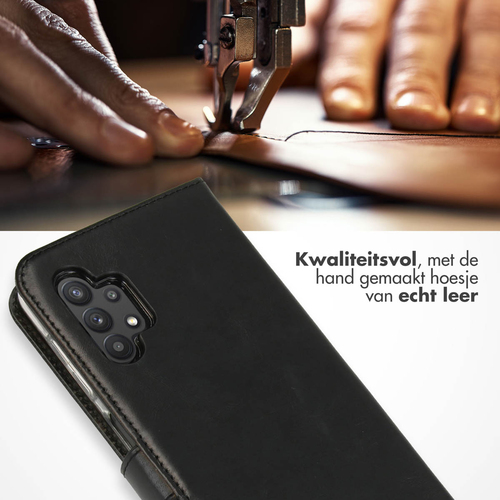 Selencia Echt Lederen Bookcase Samsung Galaxy A32 (5G) - Zwart, afbeelding 2