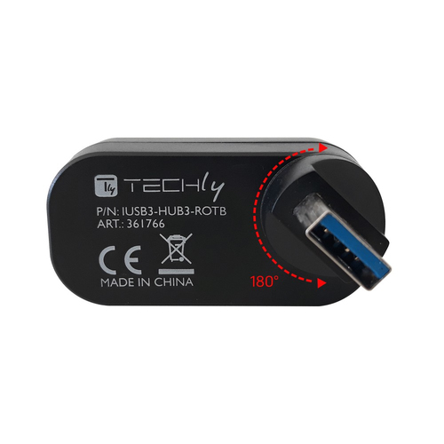 Techly 180° Drehbarer Hub 3*USB 3.0 met Kabel, afbeelding 5