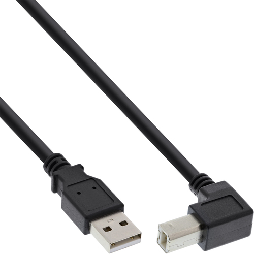 Product image: InLine USB 2.0 Cable down angled Type A male / B male, black, 3m