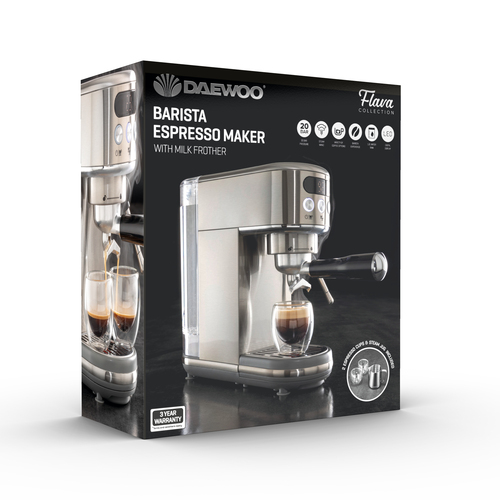 Daewoo Digital Display 20 Bar Espresso Machine FIlter Coffee Maker Pro Milk Frother in Silver - Silver - Size: One Size - image 1