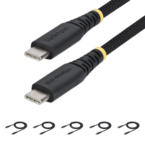 5-PACK 3FT (91CM) USB-C CHARGING CABLE, 60W (3A) PD, DUAL-LAYER BRAIDED NYLON/TP