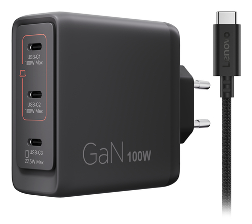 Lenovo 100W GaN Multi-port USB-C oplader, afbeelding 2