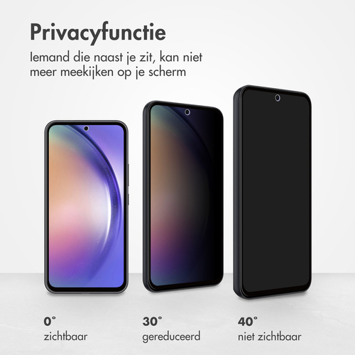Accezz Gehard Glas Privacy Screenprotector Samsung Galaxy A54 (5G) / S23 FE Smartphone screenprotector Transparant, afbeelding 3