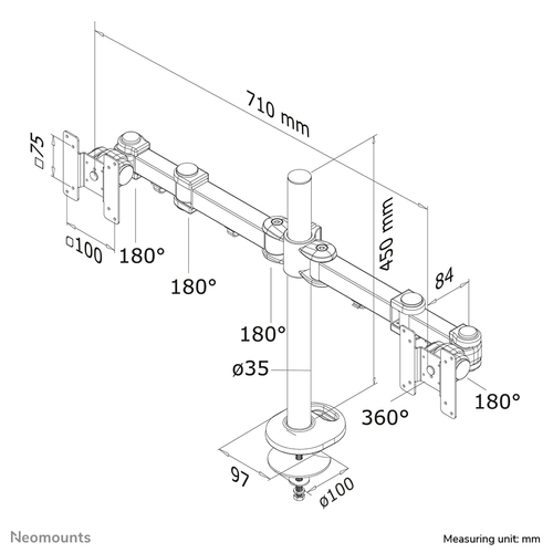 Neomounts FPMA-D960DG - Monitorarm voor 2 schermen, afbeelding 6