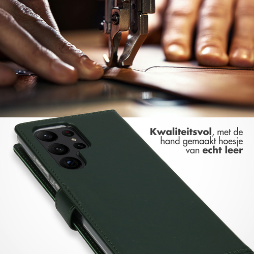 Selencia Echt Lederen Bookcase Samsung Galaxy S23 Ultra - Groen, afbeelding 2