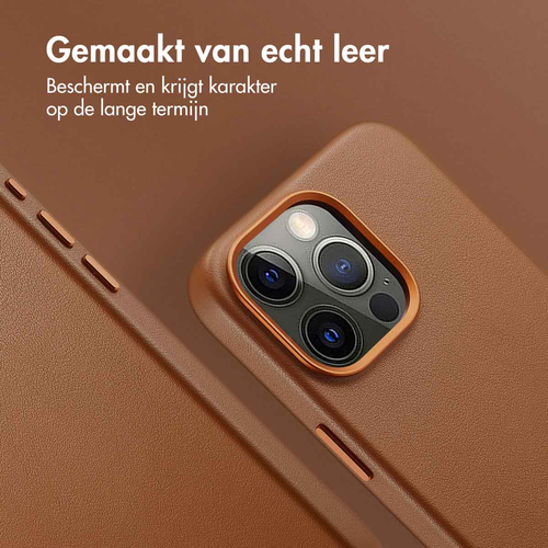 Accezz MagSafe Leather Backcover iPhone 15 Pro Max - Sienna Brown, afbeelding 3