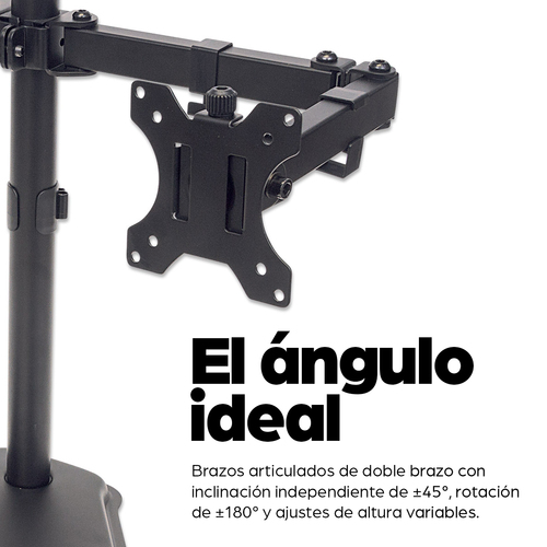 Soporte para dos monitores MANHATTAN  Movimiento con brazos de doble articulaci&oacute;n