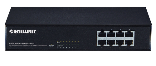 Intellinet 8-Port Fast Ethernet PoE+ Switch, 8 x PoE ports, IEEE 802.3at/af Power-over-Ethernet (PoE+/PoE), Endspan, Desktop, Box – image 3