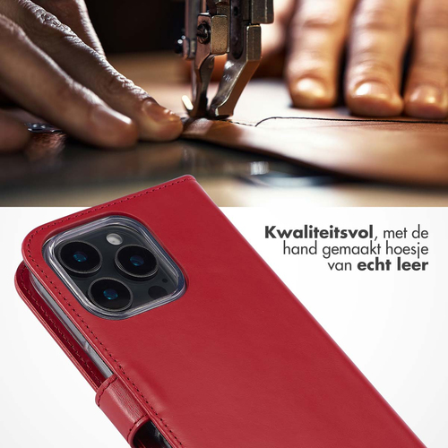 Selencia Echt Lederen Bookcase iPhone 16 Pro Max - Rood, afbeelding 2