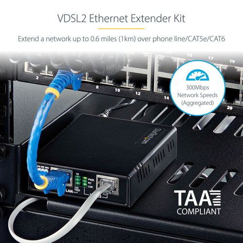 StarTech.com VDSL2 Ethernet Extender Kit over Single Pair Wire, Up to 0.6mi (1km) Long Range LAN Repeater over Phone Line/CAT5e/CAT6, Up to 300Mbps, Replacement – image 8