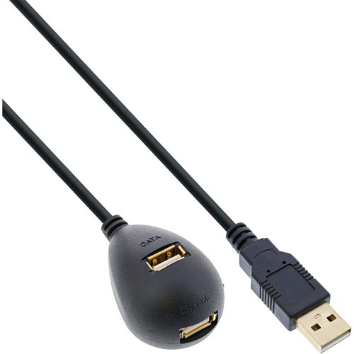 Product image: InLine USB 2.0 Cable Type A male / female, with base, black, 2m