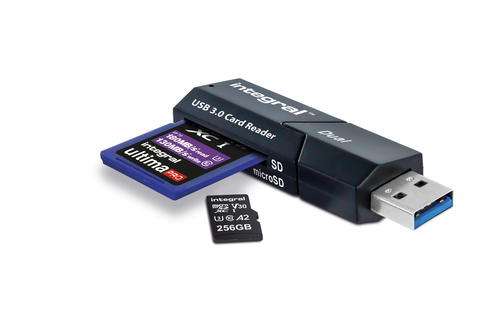 Integral USB 3.0 CARD READER DUAL SLOT SD MICRO SD WITH SIMULTANEOUS CARD TO CARD COPY