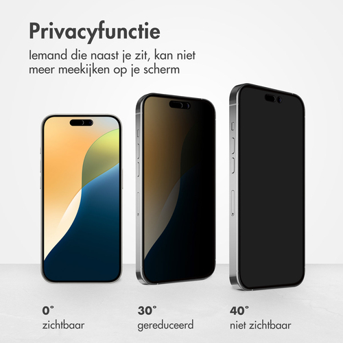 Accezz Gehard Glas Privacy Screenprotector iPhone 16 Pro, afbeelding 3
